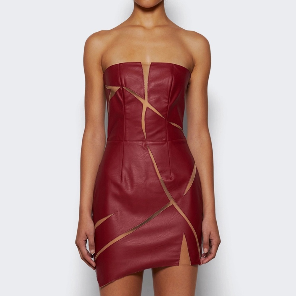Di Petsa Healing Of A Broken Heart Mini Leather Dress in Red
